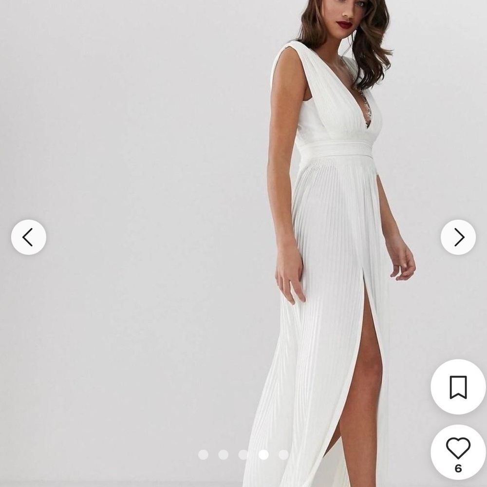 ASOS Elegant Cream Pleated Dress